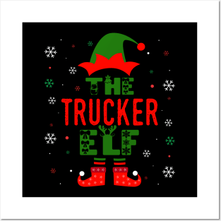 Family Christmas Matching Squad Outfit Elf Funny Trucker Posters and Art
